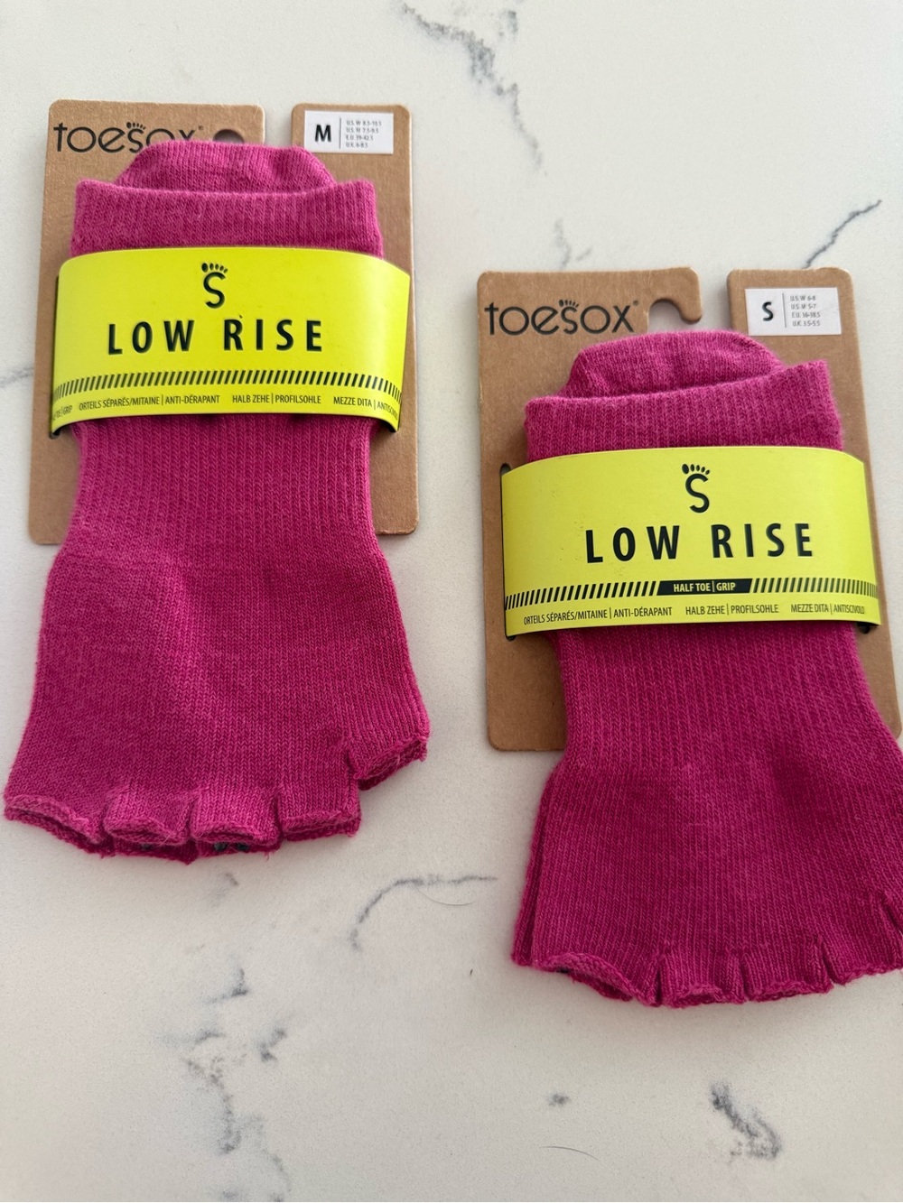 toesox Low Rise Half-Toe Grip Socks in Bright Pink